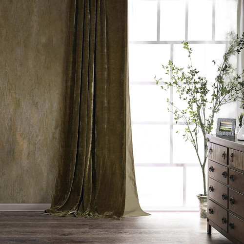 Leafy Green Velvet Curtain