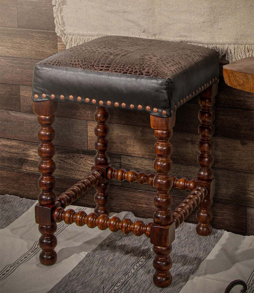 Twisted Leather Barstool