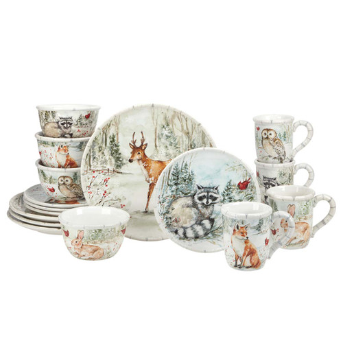 Winter Wildlife Dinnerware Set - 16 pcs - OUT OF STOCK UNTIL 08/15/2024