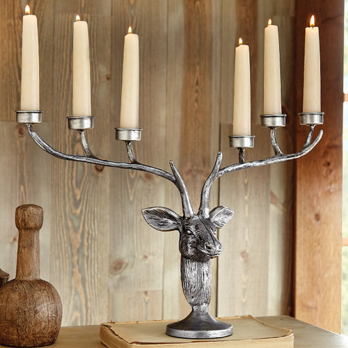 Silver Forest Stag Candelabra