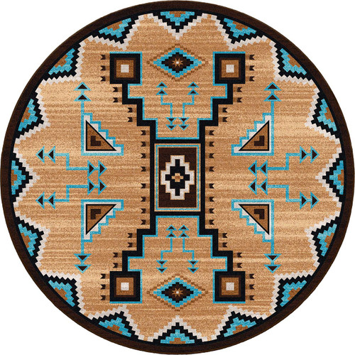 Tribal Turquoise Rug - 8 Ft. Round