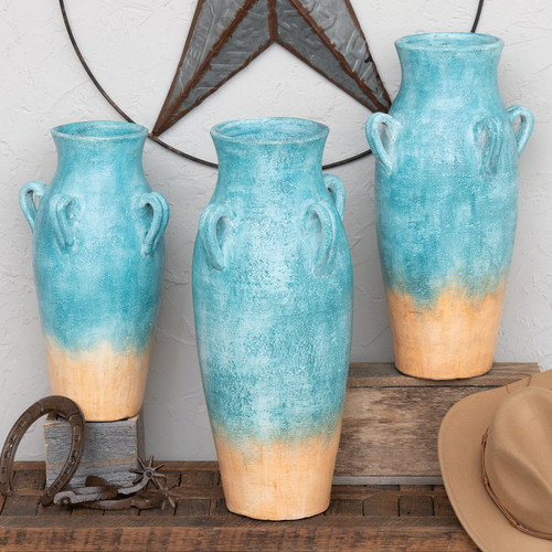 Turquoise Ridge Pottery Vases - Set of 3