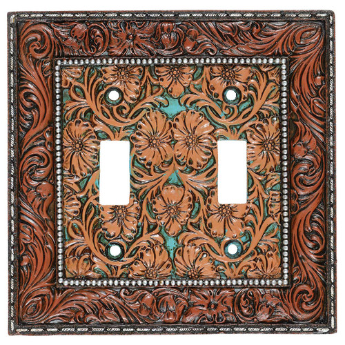 Vaquero Tooled Leather Double Switch Plate