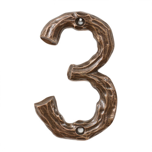 Log House Number - 3 - Antique Brass - CLEARANCE