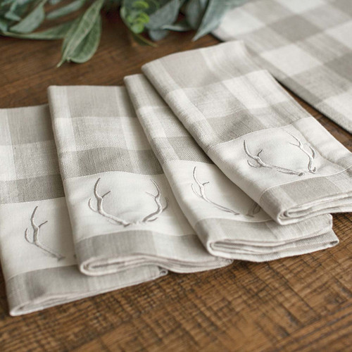 Plaid Antler Napkin - Set of 4