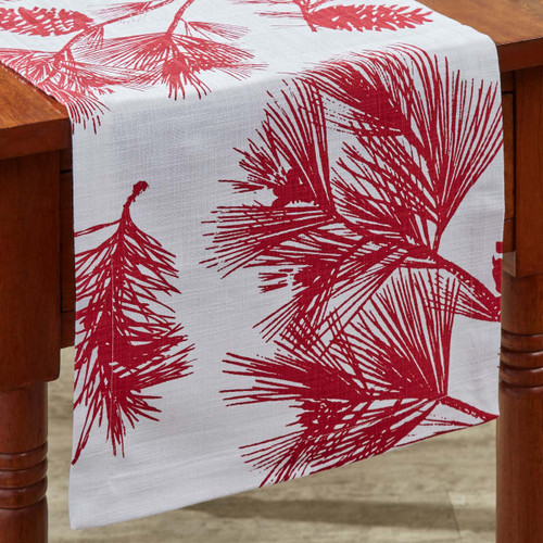 Red Pinecone Table Runner - 54 Inch