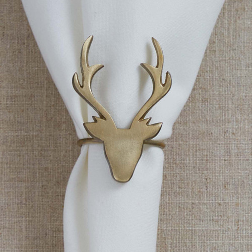 Golden Reindeer Napkin Ring - Set of 4