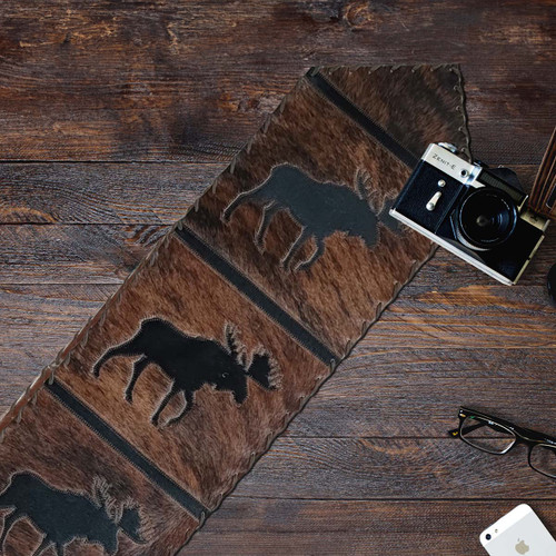 Moose Brindle Leather Table Runner - 96 Inch