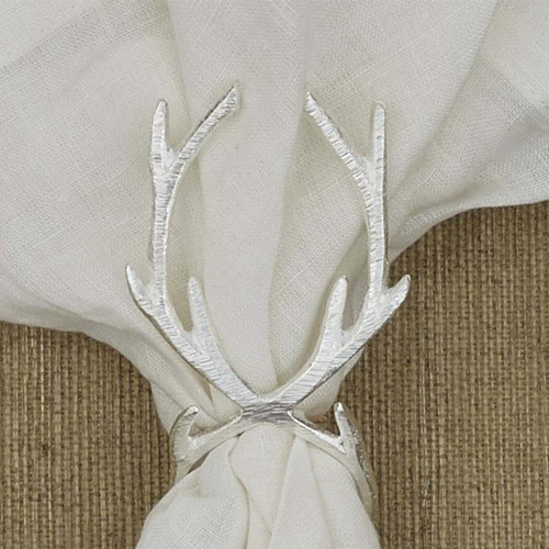 Silver Antlers Napkin Rings - Set of 4