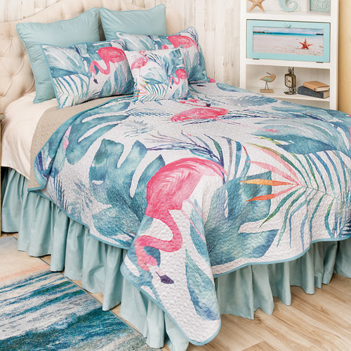 Flamingo Palms Quilt Bed Set - Twin - CLEARANCE