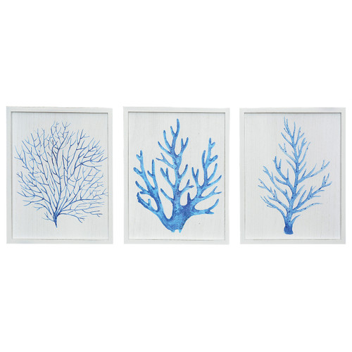 Coral Blues Framed Wall Art - Set of 3 - CLEARANCE