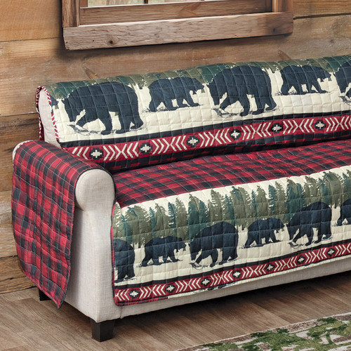 Arrowhead Plaid Bear Loveseat Cover