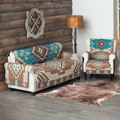 Mocha Turquoise Southwest Furniture Covers