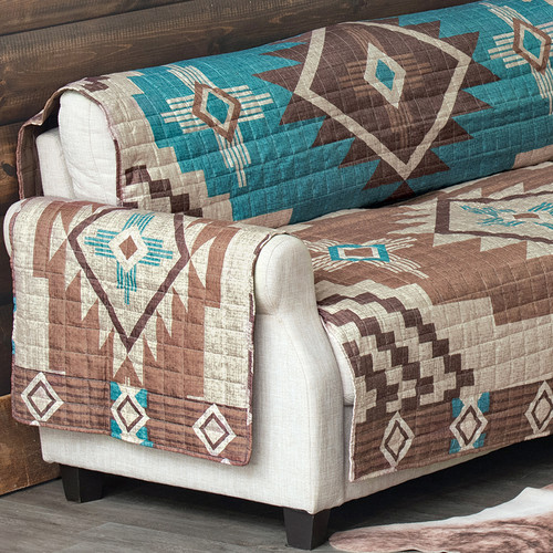 Mocha Turquoise Southwest Loveseat Cover