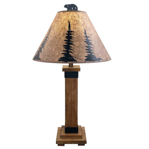 Bear Atop Woods Table Lamp