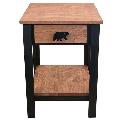 Etched Bear Accented End Table