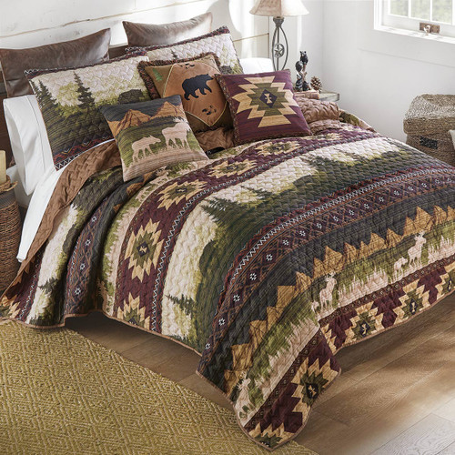 Mountain Meadow Moose & Bear Quilt Bed Set - King