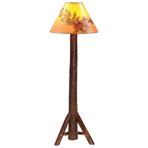 Hickory Floor Lamp with Shelf without Shade
