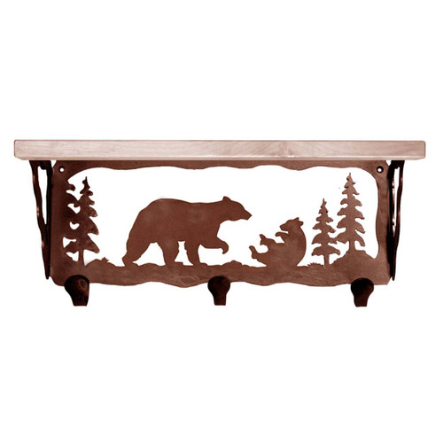 Bear Family Coat Rack with Shelf - 20 Inch