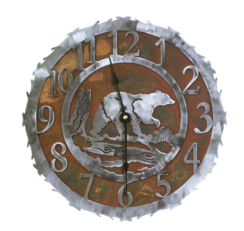 Bear Metal Art Clock - 12 Inch