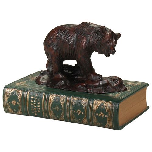 Bear on Rocks with Book Sculpture