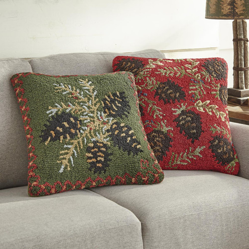 Pine Haven Hooked Wool Pillows