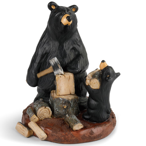 Bears Chopping Wood Figurine