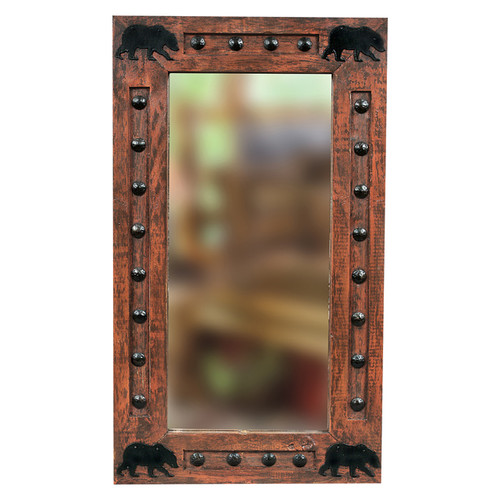 Wood Black Bear Mirror Black Forest Decor