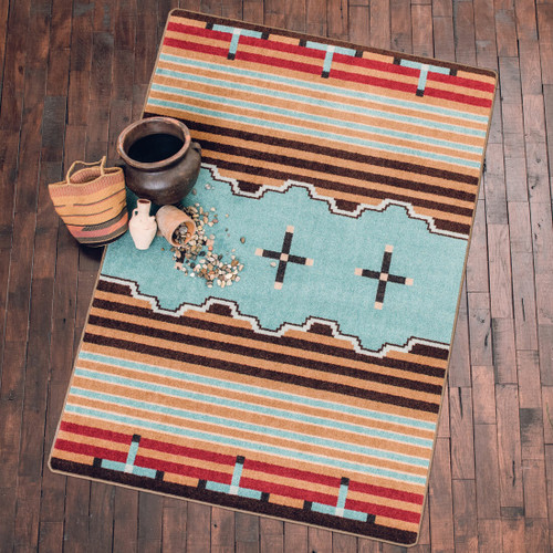 Big Chief Turquoise Rug - 2 x 8