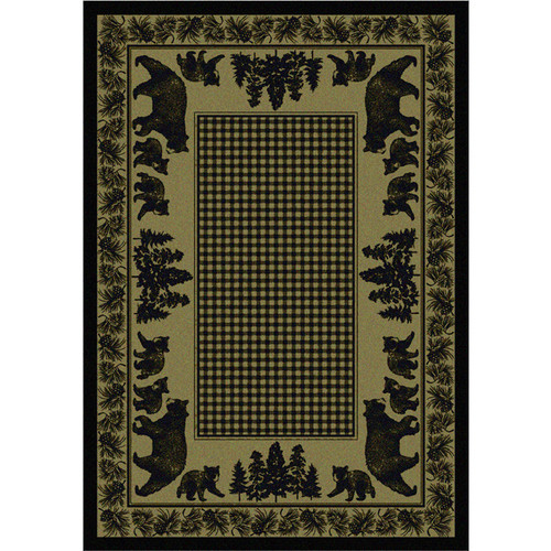 Big Sky Bear Family Green Rug - 3 x 4