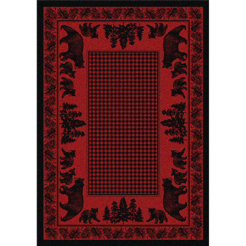 Big Sky Bear Family Red Rug - 5 x 8