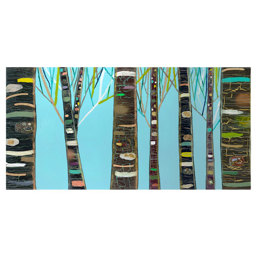 Birch Tree Tranquility Blue Canvas Art