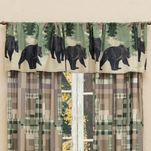 Black Bear Log Cabin Lined Valance