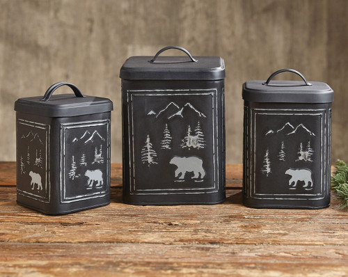 Black Bear Metal Canisters - Set of 3