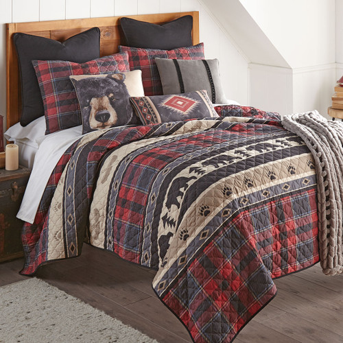 Black Bear Ridge Plaid Quilt Bed Set - Twin