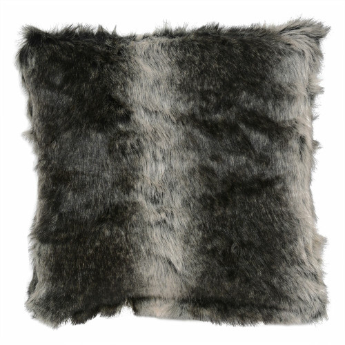 Black Wolf Faux Fur Pillow