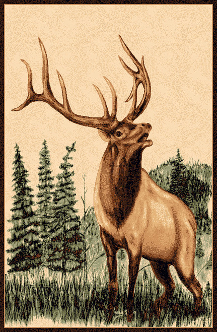 Bugling Elk Rug - 4 x 5 - OUT OF STOCK UNTIL 04/16/2024