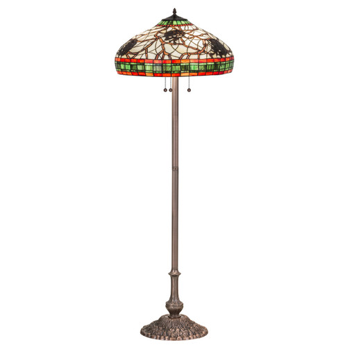 Burgundy Pinecones Round Floor Lamp