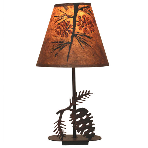 Burnt Sienna Pinecone Accent Lamp with Matching Shade