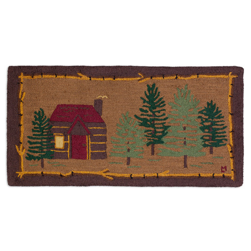 Cabin in the Woods Hooked Wool Accent Rug