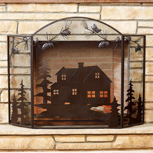 Cabin Scene Fireplace Screen