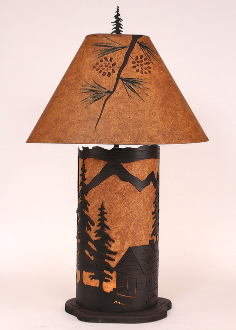 Cabin Scene Table Lamp with Nightlight - Large