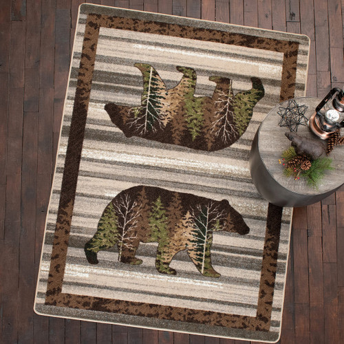 Peaceful Pines Bear Natural Rug Collection