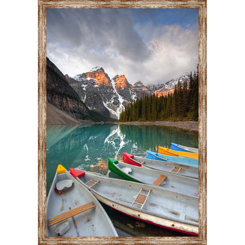 Canoeing in the Rockies Framed Canvas