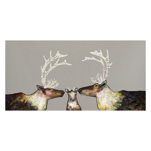 Caribou Kisses Taupe Canvas Art