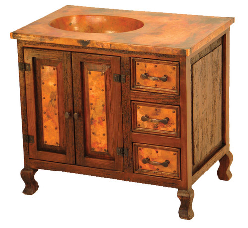 Two-Door Sink Cabinet with Copper - 3 Drawer