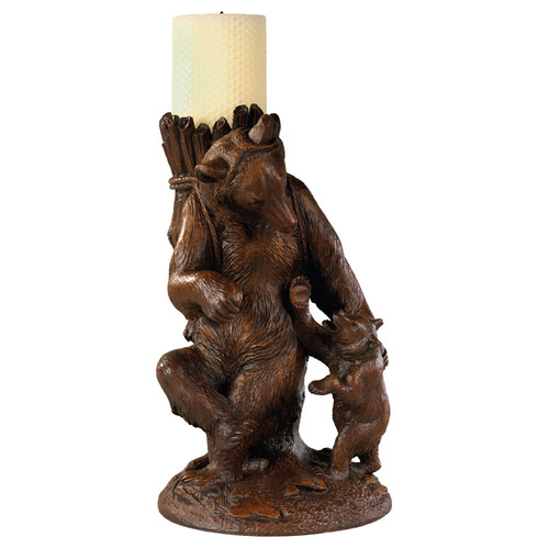 Come Here Bears Candleholder - Brushed Wood