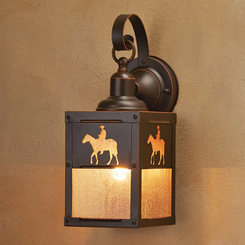 Cowboy Rider Outdoor Hanging Wall Lamp