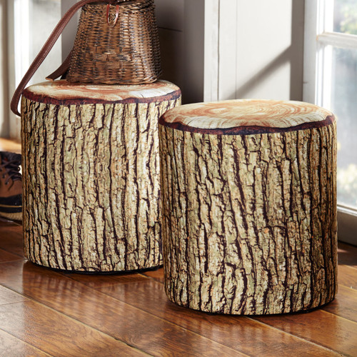 Cushioned Tree Bark Log Seat - OUT OF STOCK