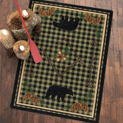 Deep Woods Bear Green Rug - 5 x 8